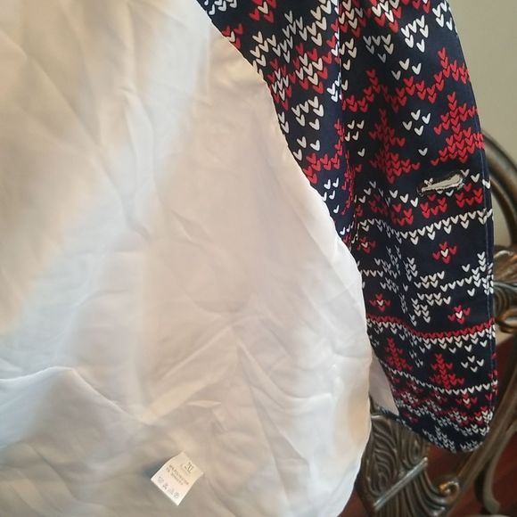 Graphic Print Blazer Preppy Retro Red White & Blue 2 Button Unisex Sz. 2X NWOT - Picture 10 of 13